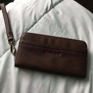 Brown leather wallet from Timberland